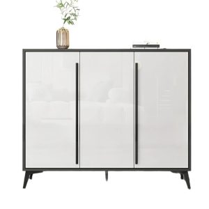 Tủ Giày Dép Gỗ MDF 3 Cánh Màu Trắng Phối Xám Tinh Tế, Hiện Đại - TG10
