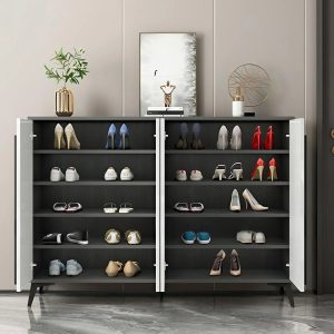 tu giay dep go mdf 3 canh mau trang phoi xam tinh te hien dai tg1003