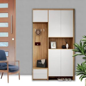 tu giay dep go mdf tich hop moc treo quan ao va ngan dung do tg0201