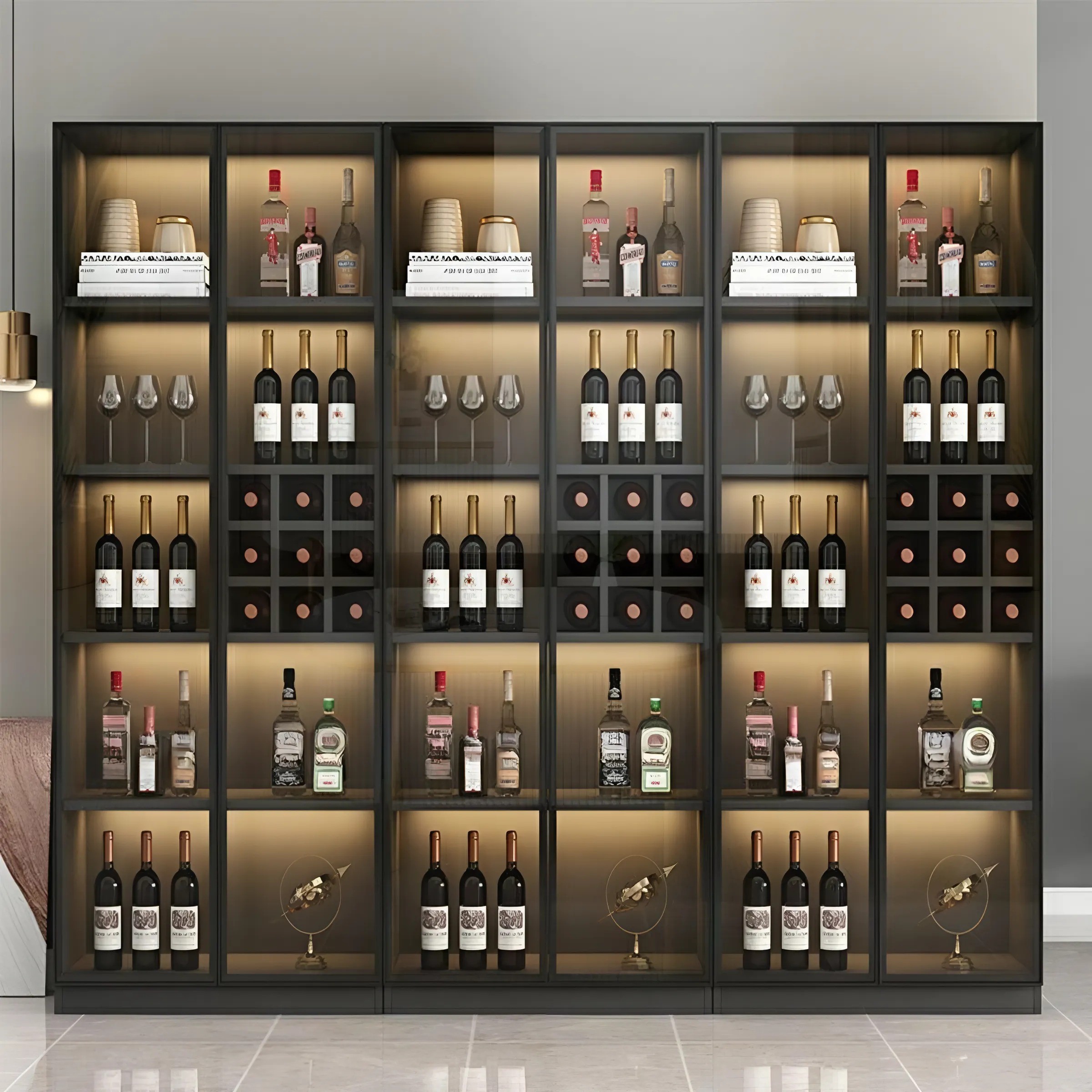 tu ruou go mdf 3 canh kinh cao cap hien dai tr0301