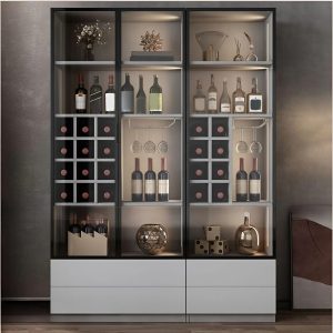 tu ruou go mdf phoi kinh ket hop ke trang tri hien dai tr1701