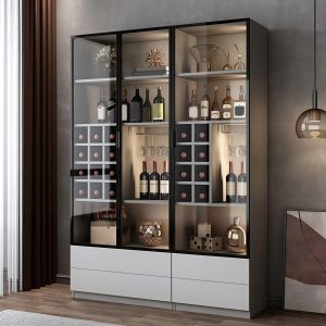 tu ruou go mdf phoi kinh ket hop ke trang tri hien dai tr1702