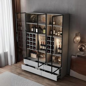 tu ruou go mdf phoi kinh ket hop ke trang tri hien dai tr1704