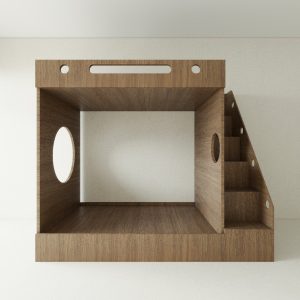 Giường tầng gỗ MDF màu óc chó GTTD04