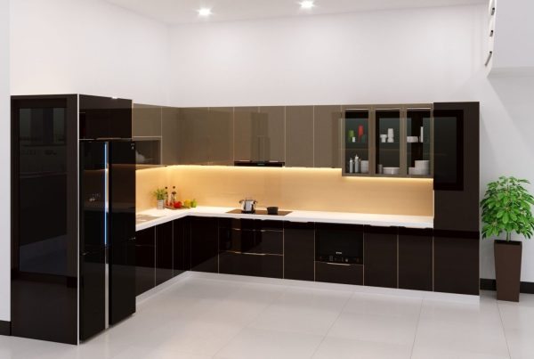 Tủ bếp Inox Cánh Kính CN05