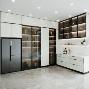 Tủ bếp Inox Cánh Kính CN07