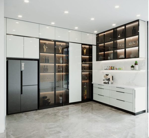 Tủ bếp Inox Cánh Kính CN07
