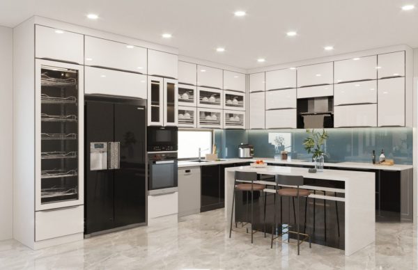 Tủ bếp Nhựa Picomat cánh kính CN03